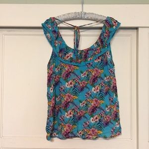 Womens tank top, tropical fabric, size 11-13